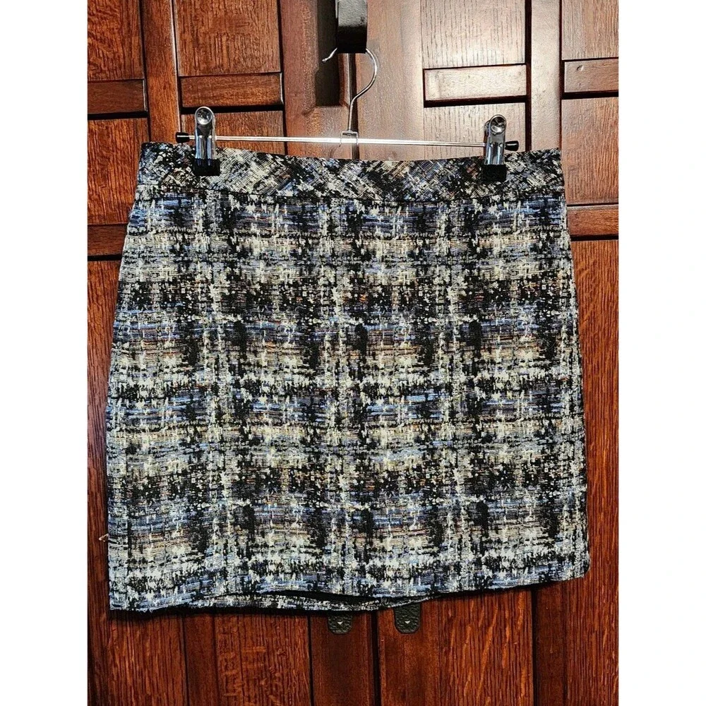 J. Crew Metallic Tweed Silk Blend Mini Skirt, Plaid, Size 2